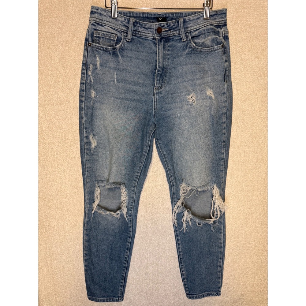 Windsor Distressed Skinny Jeans Women's 9 Light Wash Ripped Knee Stretch Denim